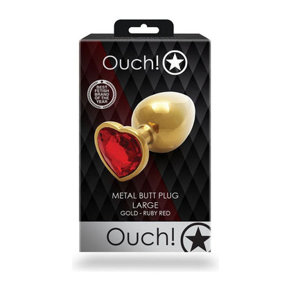 Ouch! Heart Gem Gold Butt Plug - Large: The Sensual Delight for Ultimate Pleasure in Gold - Adult Naughty Store