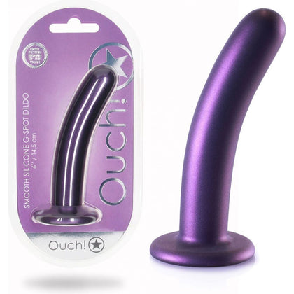 Ouch! Smooth Silicone G-Spot Dildo - Model 6'' / 14.5 cm - Metallic Purple - Women's Pleasure - Adult Naughty Store