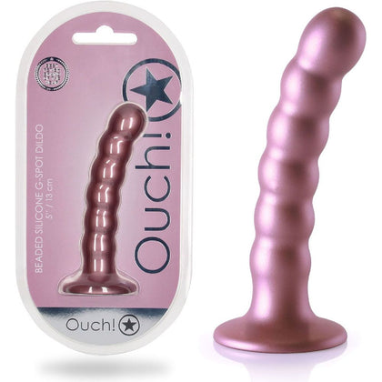 Ouch! Beaded Silicone G-Spot Dildo - Model 5'' / 13cm - Rose Gold - For Intense G-Spot Stimulation - Adult Naughty Store