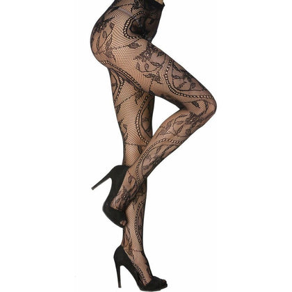 Love in Leather HOS8006 Patterned Pantyhose - One Size Fits Most - Sensual Pleasure - Black