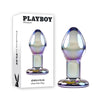 Playboy Pleasure JEWELS PLUG: Glass Butt Plug 8.5cm - Model 437ABW - Unisex Anal Toy - Crystal Iridescent - Adult Naughty Store