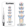 Introducing the Playboy Pleasure Jewels Beads 12 cm Clear Glass Anal Beads - Model Name: Rabbit Head Design - For All Genders - Anal Play - Crystal Iridescent - Adult Naughty Store