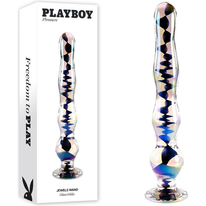Experience Luxurious Sensations with the Playboy Pleasure JEWELS WAND Glass Dildo - Model Number: 20.3 cm - Unisex - Anal or Vaginal - Crystal Iridescent