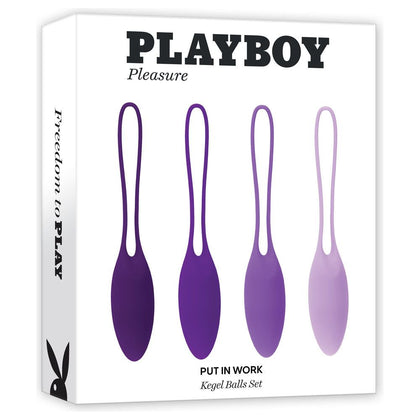 Playboy Pleasure Purple Kegel Ball Set - Set of 4 | Model: PUT IN WORK | For Women | Pelvic Floor Strengthening | Pink Shades - Adult Naughty Store