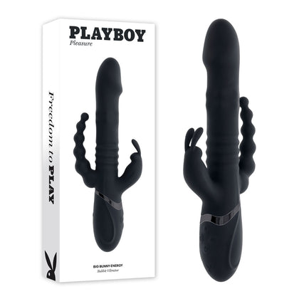 Experience Luxurious Pleasure with the Playboy Pleasure BIG BUNNY ENERGY Black Rabbit Vibrator BB-26.2RBAB for Women - Triple Stimulation for Sensual Bliss 🖤