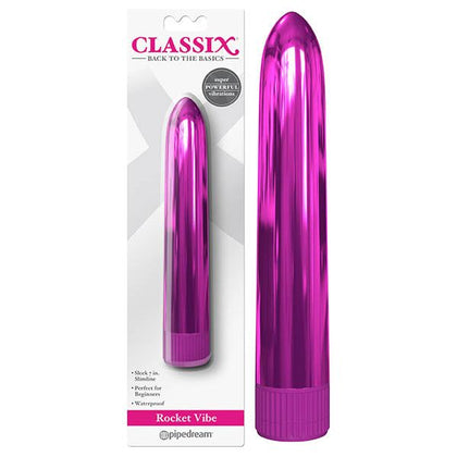 Classix Rocket Vibe - Powerful Metallic Slimline Vibrator for Women - Model 7X2 - Intense Clitoral Stimulation - Silver - Adult Naughty Store