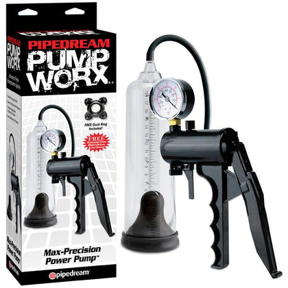 Pump Worx Max-Precision Power Pump - Professional-Grade Penis Enlargement Device for Men - Model PWX-5000 - Enhance Size and Pleasure - Clear