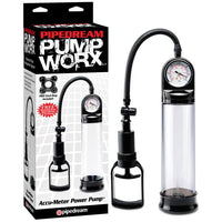 Pump Worx Accu-Meter Power Pump - Professional-Grade Penis Enlargement Device for Men - Model PW-AMP-001 - Enhance Your Pleasure with Lasting Results - Transparent