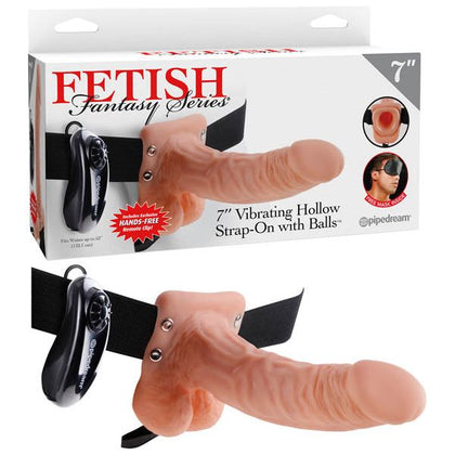 Fetish Fantasy Series 7'' Vibrating Hollow Strap-on With Balls - Ultimate Pleasure Enhancer for Men and Women - Black