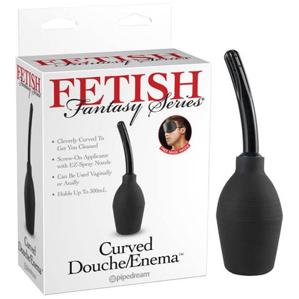 Fetish Fantasy Series Silicone Curved Douche/Enema System - Model X123: Unisex Anal and Vaginal Cleansing Toy - Black - Adult Naughty Store