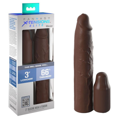 Fantasy X-Tensions Elite 3'' Silicone Extension - Brown: The Ultimate Performance-Enhancing Pleasure Sleeve for Men