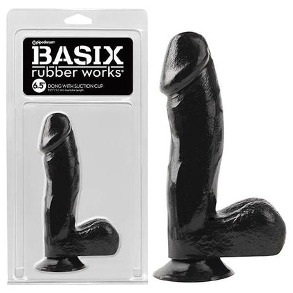 Basix Rubber Works 6.5'' Dong With Suction Cup - Premium Realistic Dildo for Sensual Pleasure - Model 6.5DSC - Unisex - Lifelike Texture - Captivating Black
