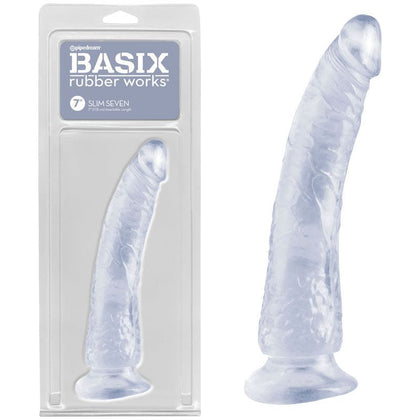 Basix Rubber Works Slim 7 - Premium Silicone Dildo for Unforgettable Pleasure - Model BRS7 - Unisex - G-Spot and Prostate Stimulation - Midnight Black