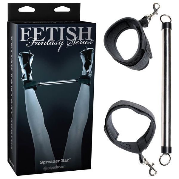 Fetish Fantasy Series Limited Edition Spreader Bar - Beginner's Metal Ankle Cuffs for Unrestricted Pleasure - Model X123 - For Both Men and Women - Perfect for Thigh-Spreading Delights - Sensual Black