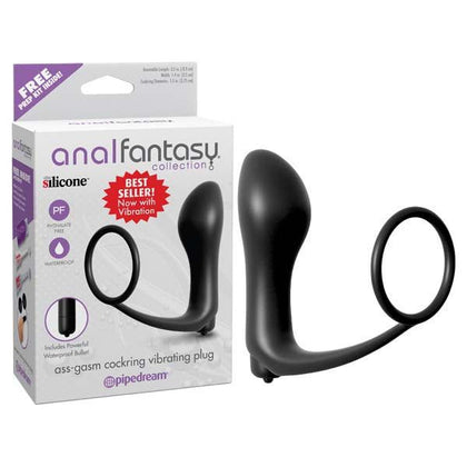 Elite Silicone Ass-Gasm Cockring Vibrating Plug - Model AGC-001 - Male - Prostate Stimulation - Black - Adult Naughty Store