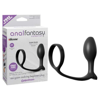 Introducing the Sensual Pleasure Elite Silicone Ass-Gasm Cock Ring Beginners Plug - Model AGC-001: The Ultimate Prostate Pleasure for Him in Sultry Midnight Blue! - Adult Naughty Store