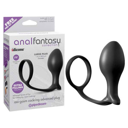 Introducing the Sensual Pleasure Enhancer: Anal Fantasy Collection Ass-Gasm Cock Ring Advanced Plug for Men - Model AG-5000 - Explore Ultimate Prostate Stimulation in Sultry Black