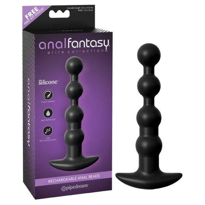 Introducing the SensaToys Elite Collection Rechargeable Anal Beads - Model AT-5000: The Ultimate Unisex Pleasure Experience in Sultry Midnight Black - Adult Naughty Store