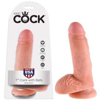 Pipedream King Cock 7'' Realistic Dildo with Balls - Model 7XRB - Unisex - Lifelike Pleasure - Flesh - Adult Naughty Store