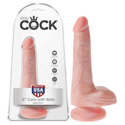 King Cock 6'' Realistic Dildo with Suction Cup Base - Model KCD-6C - Female Pleasure - Flesh - Adult Naughty Store