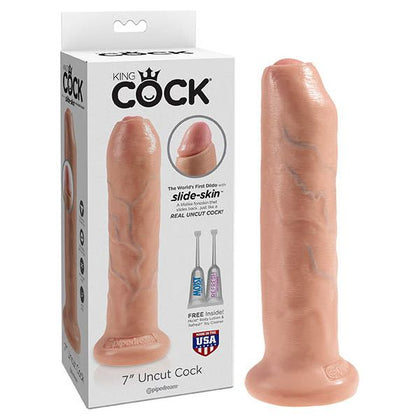 King Cock 7'' Uncut Realistic Dual-Density Dildo - Model KCU-7 - For All Genders - Lifelike Pleasure Tool for Deep Satisfaction - Natural Flesh - Adult Naughty Store