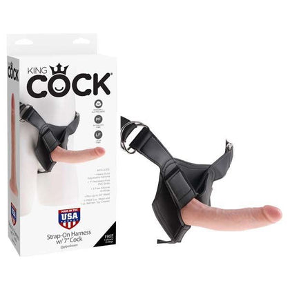 King Cock Strap-On Harness With 7'' Realistic Dildo - Unisex Strap-On Toy for Intimate Pleasure - Model KC-STRAP7 - Flesh