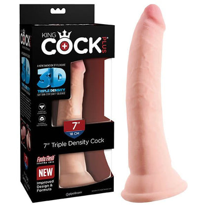 King Cock Plus 7'' Triple Density Realistic Dildo - Model 7TD-RC-001, Unisex Pleasure Toy - Beige - Adult Naughty Store