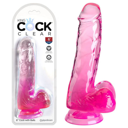 Experience Sensual Bliss with King Cock Clear 6'' Pink Crystal Clear Dong Model 15.2cm - Female Pleasure Enhancer in Pink - Adult Naughty Store