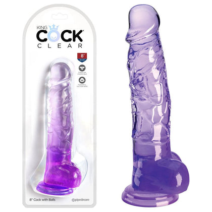 King Cock Clear 8'' Realistic Dildo with Balls - Model KC-2001 - Purple - For Enhanced Pleasure and Visual Stimulation