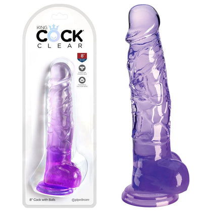 King Cock Clear 8'' Realistic Dildo with Balls - Model KC-2001 - Purple - For Enhanced Pleasure and Visual Stimulation - Adult Naughty Store