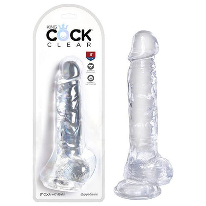 Introducing the King Cock Clear 8'' Realistic Dildo with Suction Cup Base - Model KC-8RC-SC.