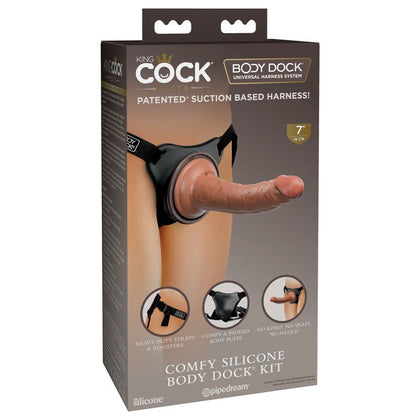 King Cock Elite Comfy Silicone Body Dock Kit - Premium Strap-On Harness System with Lifelike Dual-Density Silicone Dildo - Model X900 - For All Genders - Intense Pleasure and Comfort - Jet Bl - Adult Naughty Store