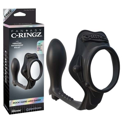 Fantasy C-ringz Rock Hard Ass-gasm - Ultimate Dual-Action Silicone Cock Ring and P-Spot Plug for Explosive Pleasure - Model RHA-500 - Men's Prostate Stimulation and Erection Enhancement - Black
