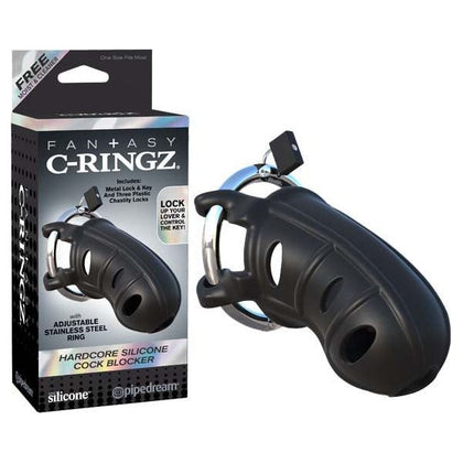 Fantasy C-ringz Hardcore Silicone Cock Blocker - Premium Male Chastity Cage for Long-Term Wear - Model XYZ567 - Designed for Ultimate Pleasure and Control - Black