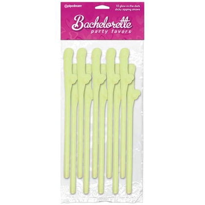 Adult Naughty Store - Glow-in-the-Dark Dicky Sipping Straws (Pack of 10) - Unisex Oral Pleasure - Fun Party Accessories - Assorted Colors
