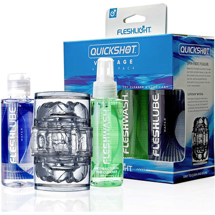 Fleshlight Quickshot Vantage Combo Pack: Men's Intimate Bliss Toy, Model #810476019877, Clear SuperSkin Sleeve for Sensual Gratification in Transparent