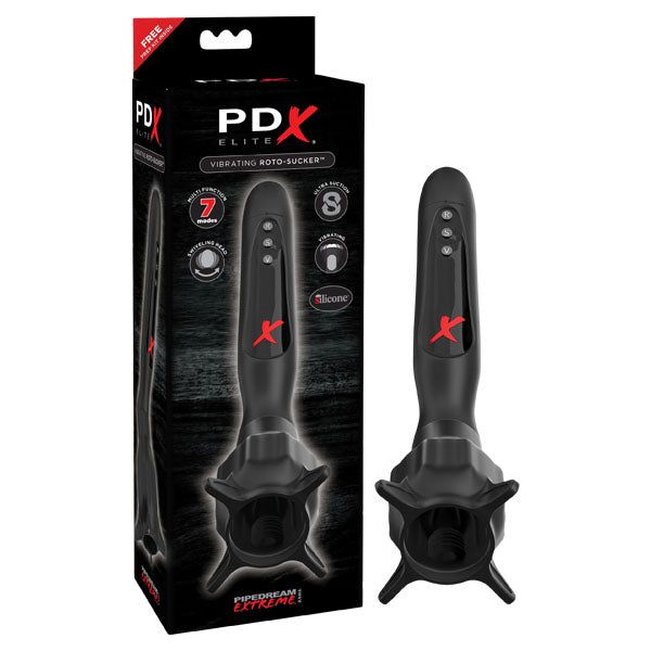 PDX Elite Vibrating Roto-Sucker - Powerful Dual-Action Suction and Vibration Pleasure Toy for Men - Model RS-500 - Intense Stimulation for Ultimate Satisfaction - Black