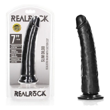 RealRock Realistic Slim Dildo with Suction Cup - Model RRS-18 - Unisex G-Spot Pleasure - Beige