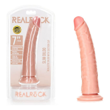 RealRock Realistic Slim Dildo with Suction Cup - Model 18cm - Enhanced Pleasure for Women - Pink