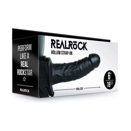RealRock Hollow Strap-On - 15.5 cm Black - Enhance Your Intimate Moments with Confidence