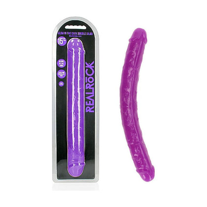RealRock 38 cm Double Dong Glow - Purple: The Ultimate Glow-in-the-Dark Pleasure Experience for All Genders, Offering Unforgettable Anal and Vaginal Stimulation