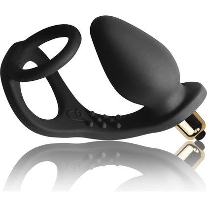 Introducing the ROCKS-OFF RO-ZEN Silicone Vibrating Cock Ring with RO-80mm Bullet Model 811041012286 for Unisex Couples - Enhancing Passion in Black
