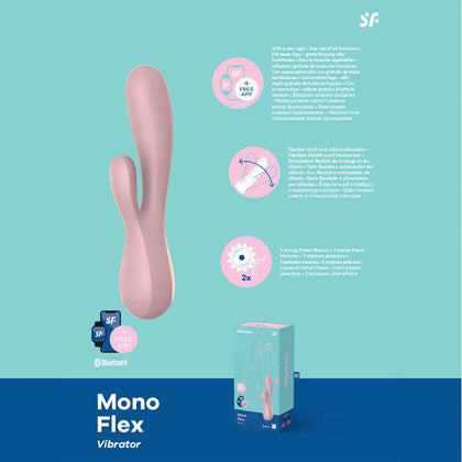 Satisfyer Mono Flex: The Ultimate Dual Motor Silicone Vibrator for Blended Orgasms - Model MF-5000 - Women's G-Spot and Clitoral Stimulation - Mauve