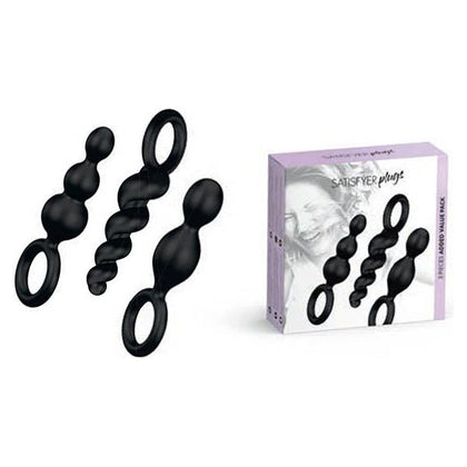 Satisfyer Plugs: Sensual Silicone Anal Training Set for Beginners - Model SP-2001 - Unisex Pleasure - Intensify Your Passion with Sultry Black