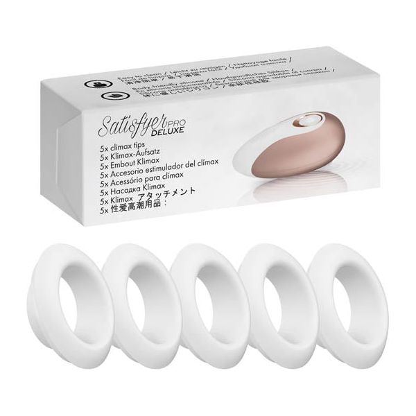 Satisfyer Pro Deluxe Climax Heads - Replacement Silicone Tips for Intense Pleasure - Pack of 5