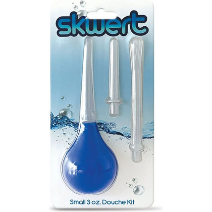 Skwert Small 3 oz Douche Kit - Unisex Blue Travel Douche Set with 90 ml PVC Bulb and 3 Hygienic, Translucent Wands - Model: SKRT-003