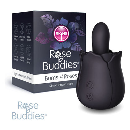 Introducing the Skins Rose Buddies Anal Rimming Stimulator - Model: The Bums N Roses. Unleash Delightful Anal Pleasure with this USB Rechargeable, Body-Safe Silicone Toy.