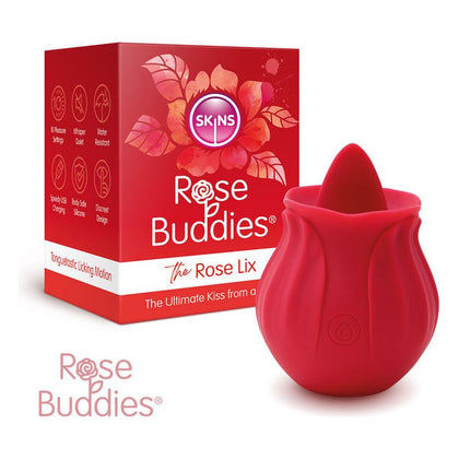 Introducing the Skins Rose Buddies Rose Lix Silicone Tongue Vibrator - Model RLX-10, for Sensual Pleasure, Designed for All Genders, Targeting the Clitoral Area, in a Stunning Rose Hue