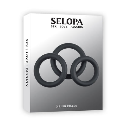 Selopa 3S-01 Silicone Black Cock Rings Set for Men - Enhancing Erection Sensation - Black