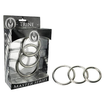 Master Series Trine Steel Ring Collection - Premium Steel Cock Rings for Intense Pleasure - Model TSCR-1001 - Male - Enhances Sensation and Performance - Sleek Silver - Adult Naughty Store